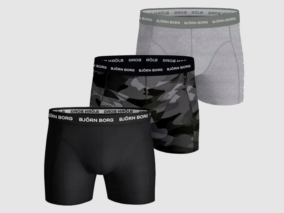 Björn Borg Boxershorts 3er-Pack Schwarz/Meliert/Print - L