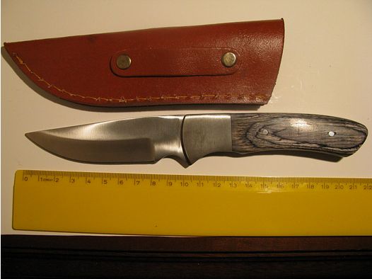 Haushaltsmesser, Campingmesser, Jagdmesser usw., grauer Holzgriff, Lederhülle