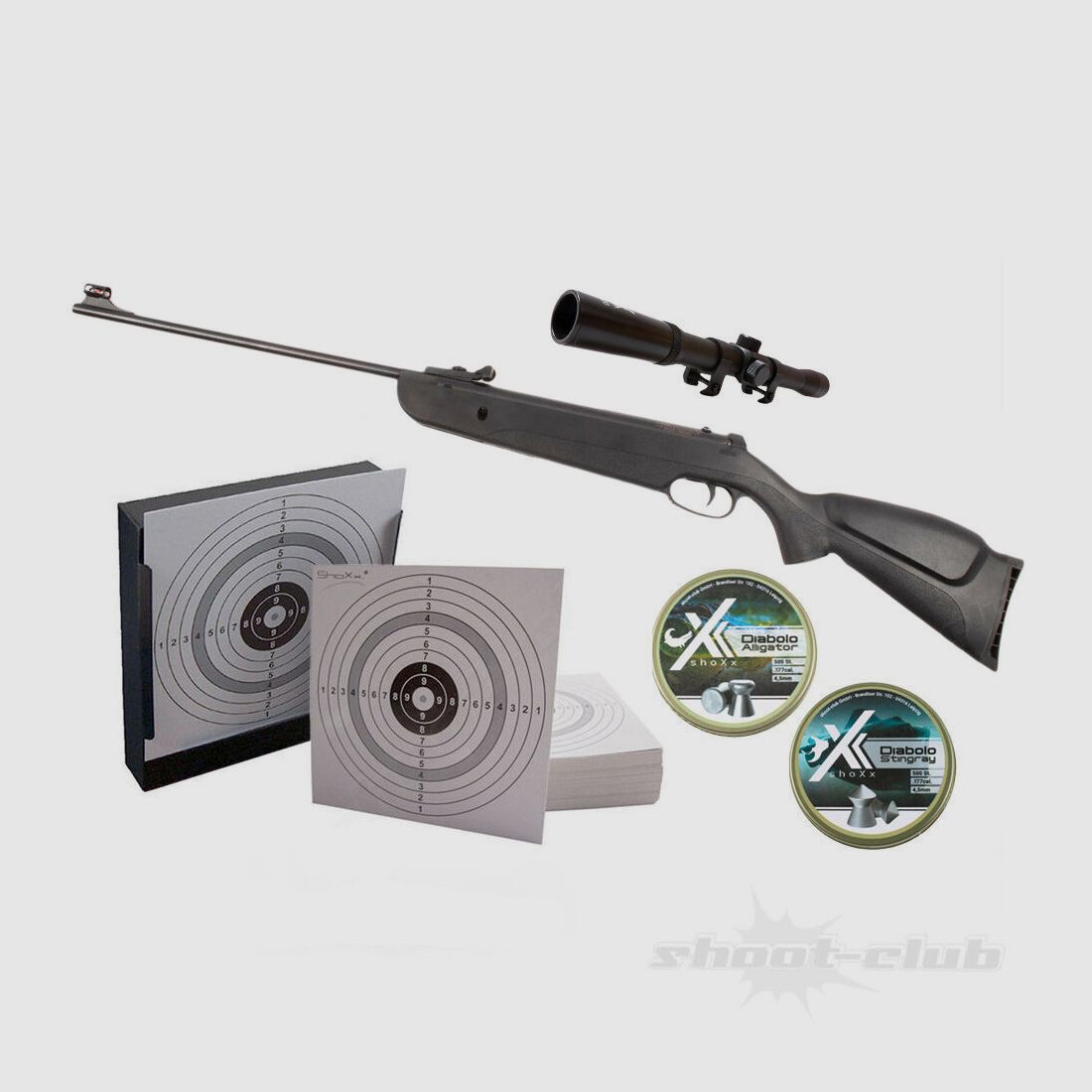 Norconia QB22 Kipplauf Luftgewehr 4,5mm Diabolo Kugelfang Set