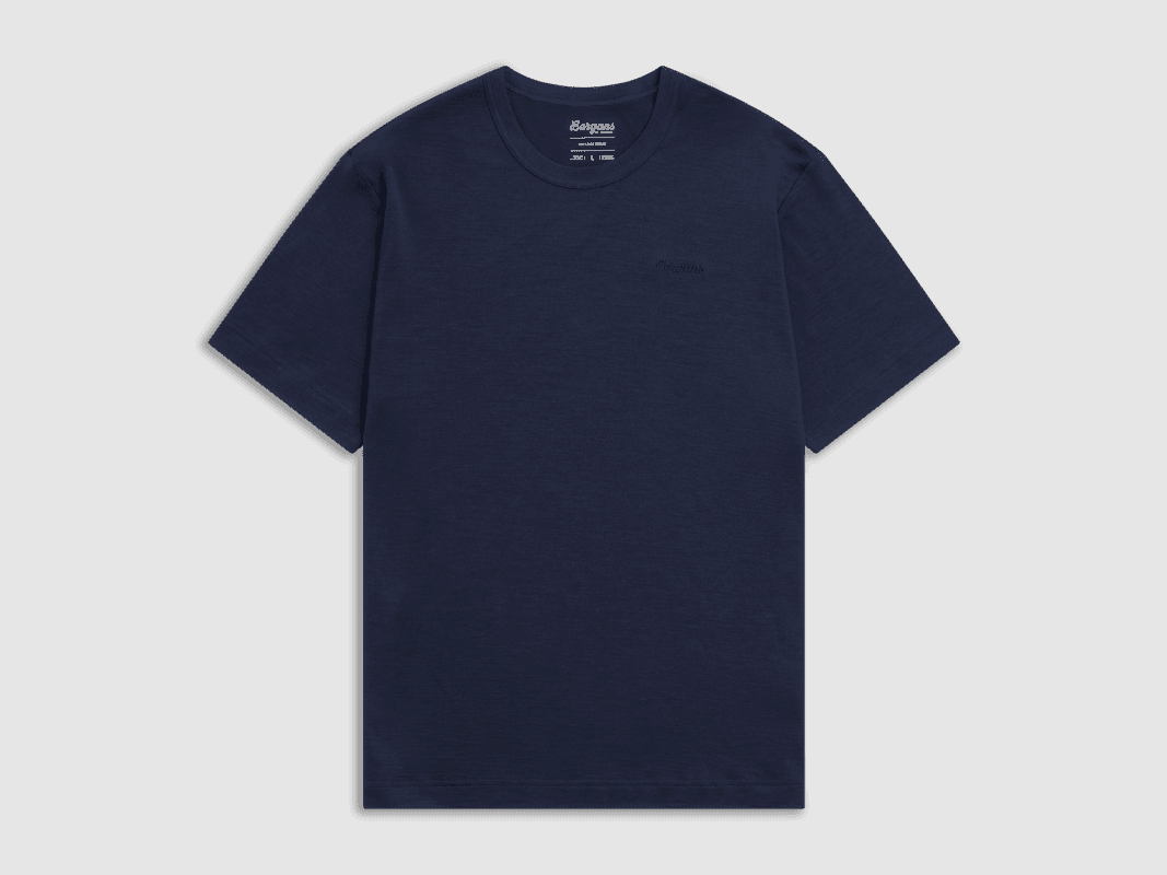 Bergans Logo Merino Tee Mannen Marineblauw S