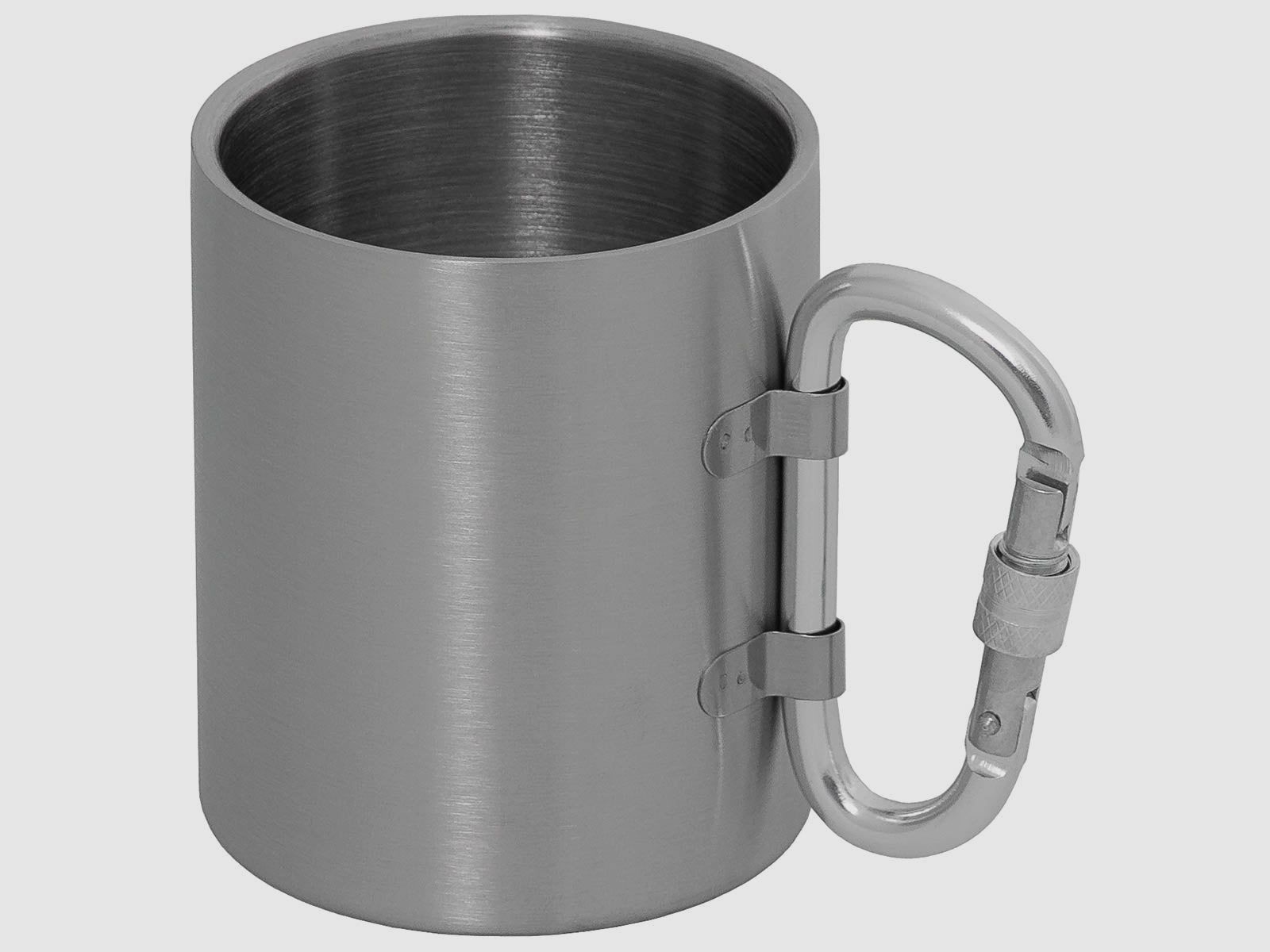 Tasse, Edelstahl, Karabiner, doppelwandig, ca. 300 ml