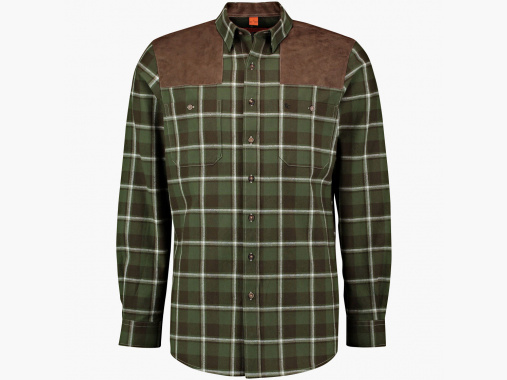 OS Trachten Heren Langarmshirt met Leer | 43/44