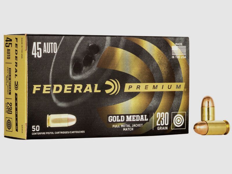 Federal Premium Gold Medal .45 ACP 230GR FMJ 50 cartucce