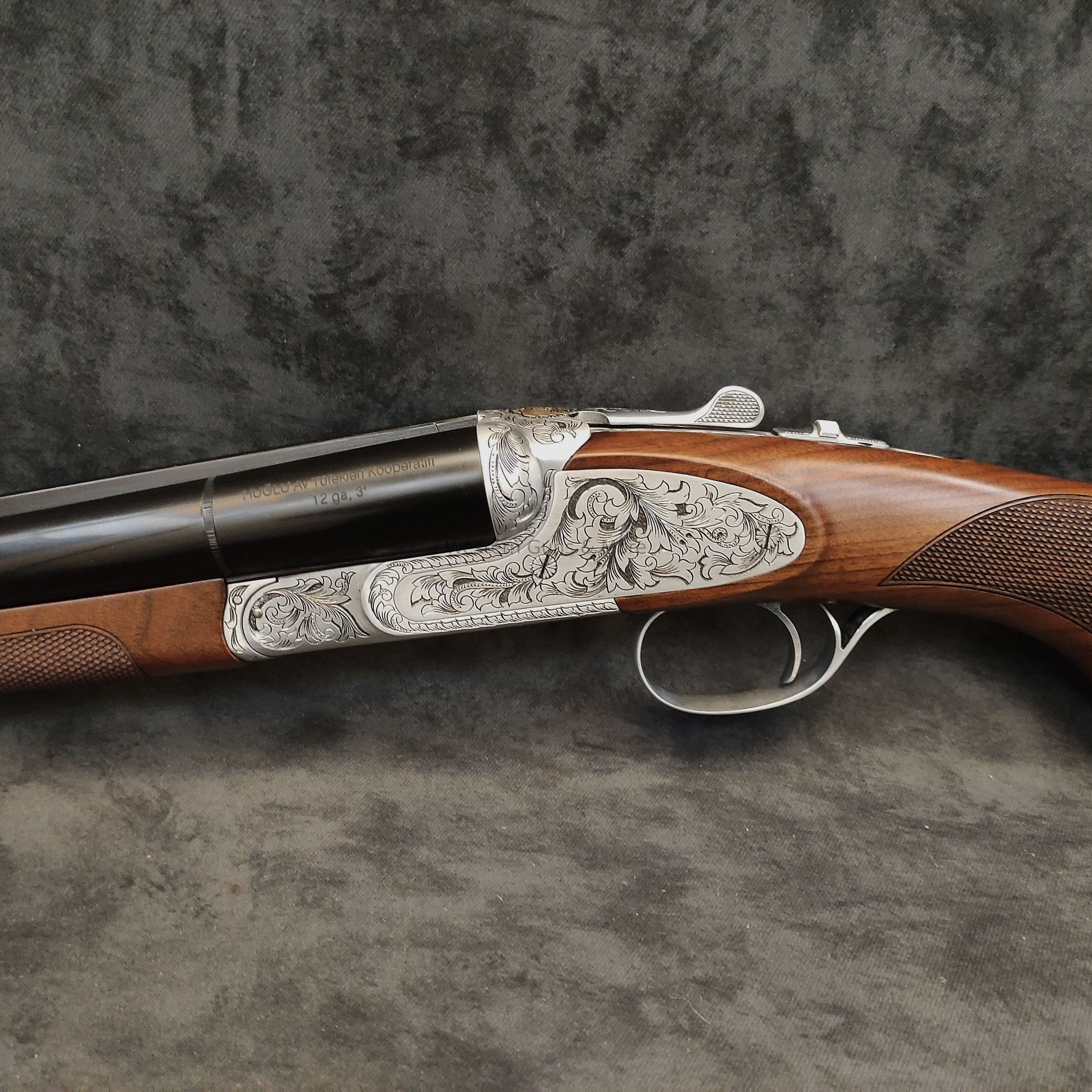 Huglu	 Huglu Kal.12/76  Mod.200AC Silber voll Graviert "Coachgun"