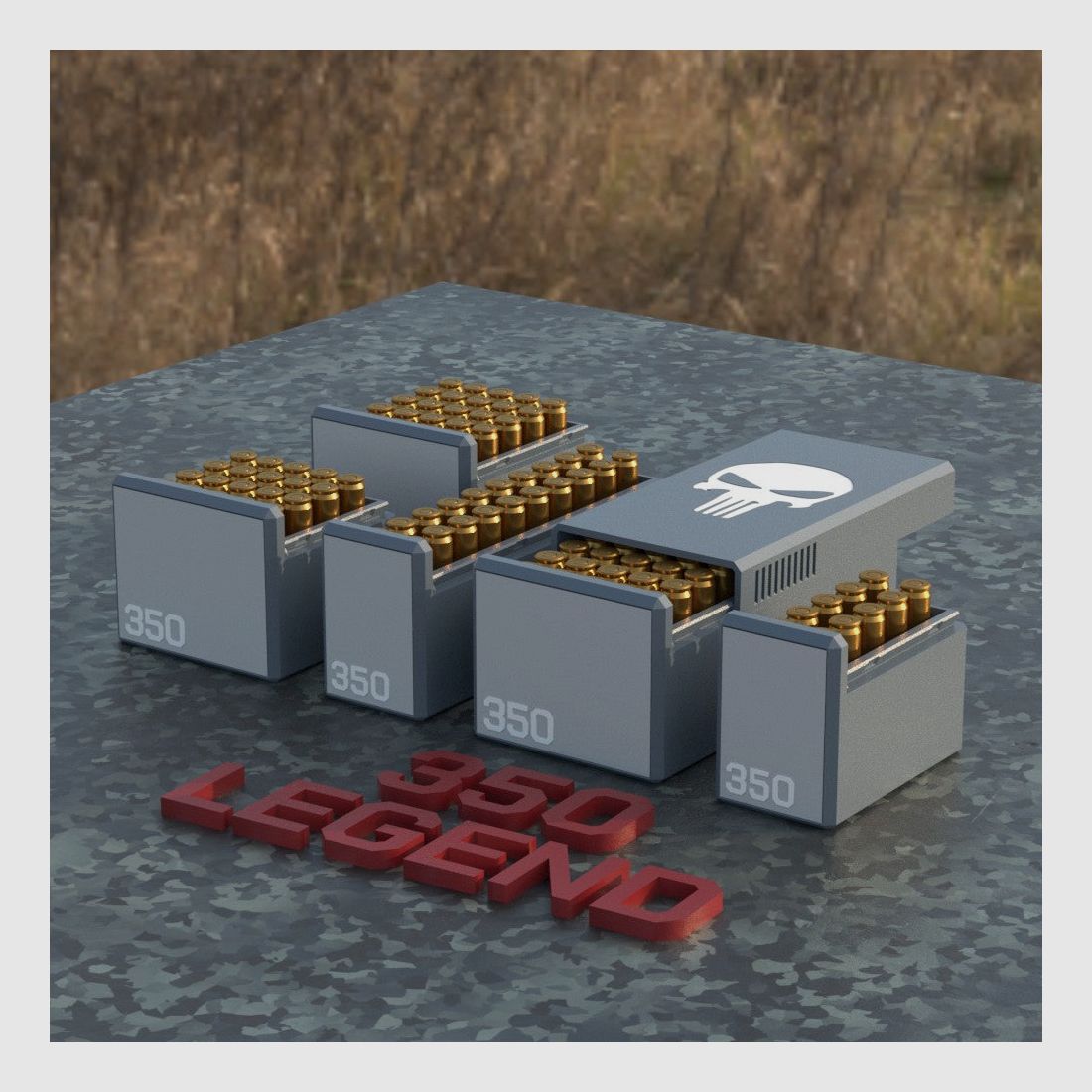 Filamelt caja de municiones / Ammo .350 Legend - caja de cartuchos para 50 disparos, fabricada en Alemania