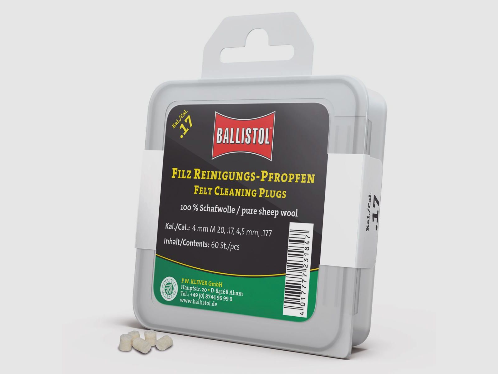 Ballistol Filz Reinigungs-Pfropfen Klassik Kal. .17 / 60 Stk.
