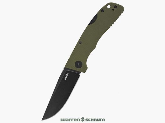 Schnitzel Outdoo Taschenmesser KVAR  rostfreier 14C28N-Stahl mit Blackwashed-Finish grün - schwarz