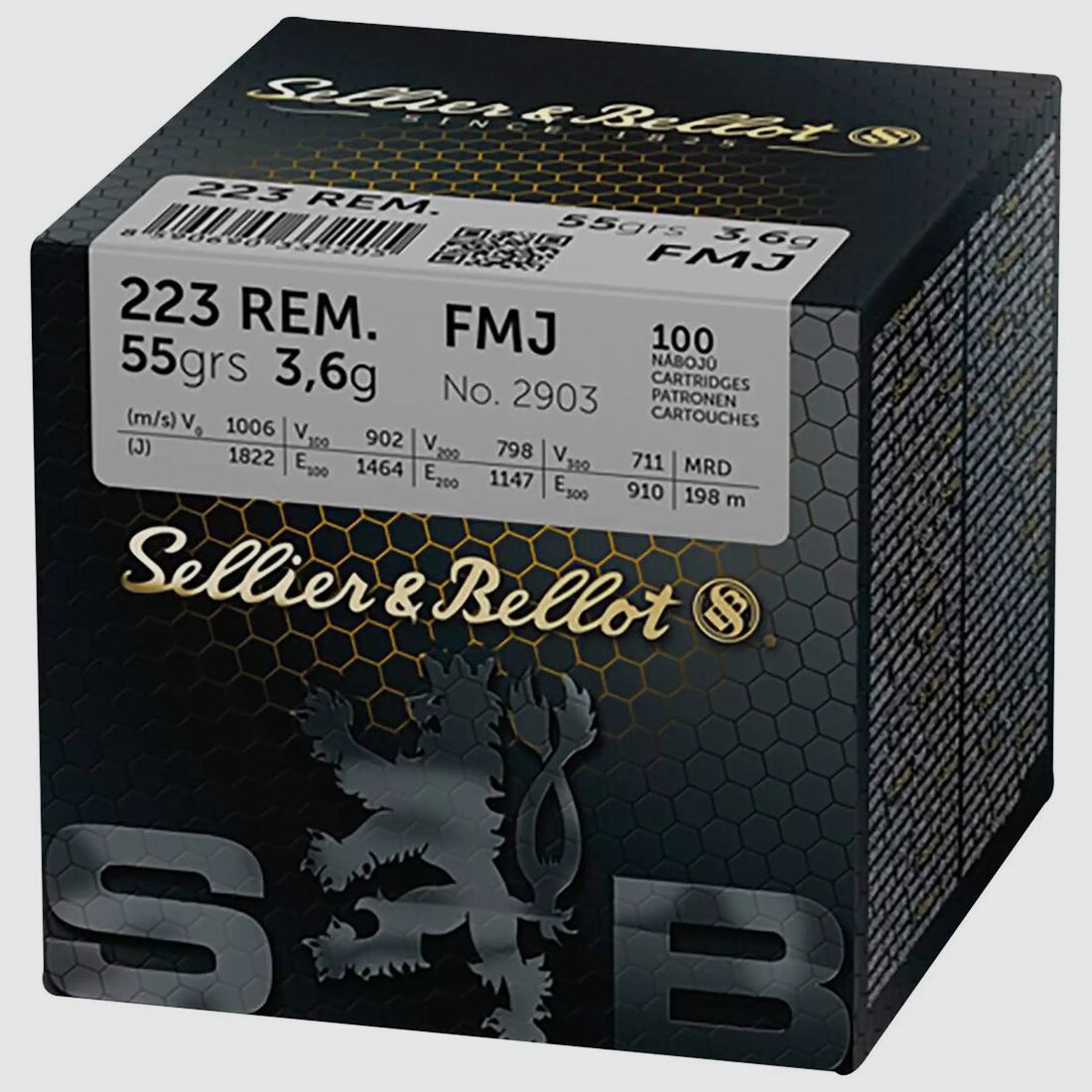 Sellier & Bellot Munitions Sellier & Bellot 223 Remington Full Metal Jacket 55 grains 100 cartouches dans une boîte .223 Rem. (186962-65)