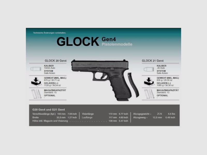 GLOCK Pistole Mod. 20 Gen4 10mmAuto   Standard-Modell