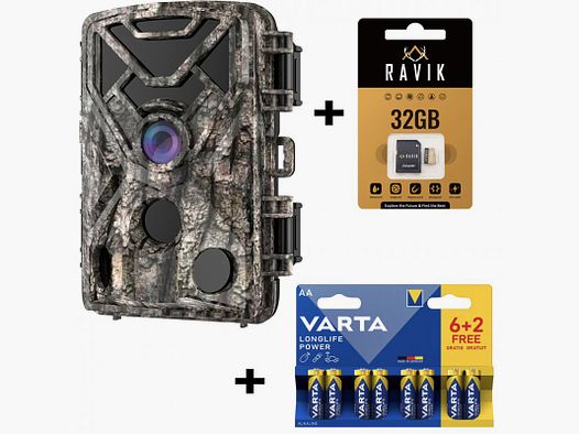 Wildkamera Ravik RAV100 + 32GB Karte + 8 Batterien