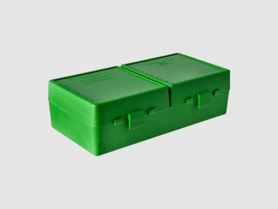 MTM scatola per cartucce RS-200-10 verde con coperchio a ribalta per 200 cartucce .223 e altre.