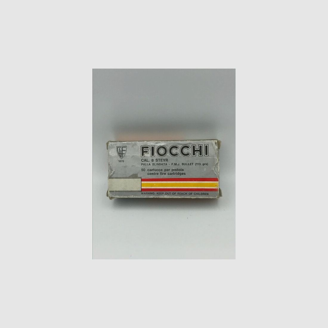 Fiocchi Faustfeuermunition Kaliber 8 Steyr FMJ Palla Blindata 113 gr.