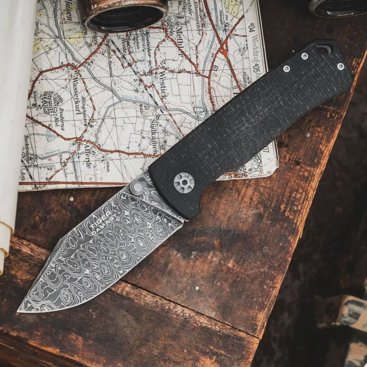 Böker Nóż kieszonkowy Tiger Damascus