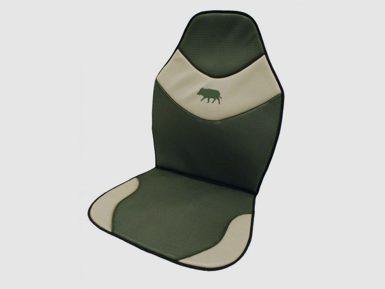 Sitzbezug khaki/beige mit gesticktem Wildschwein, Bild 1 von 2