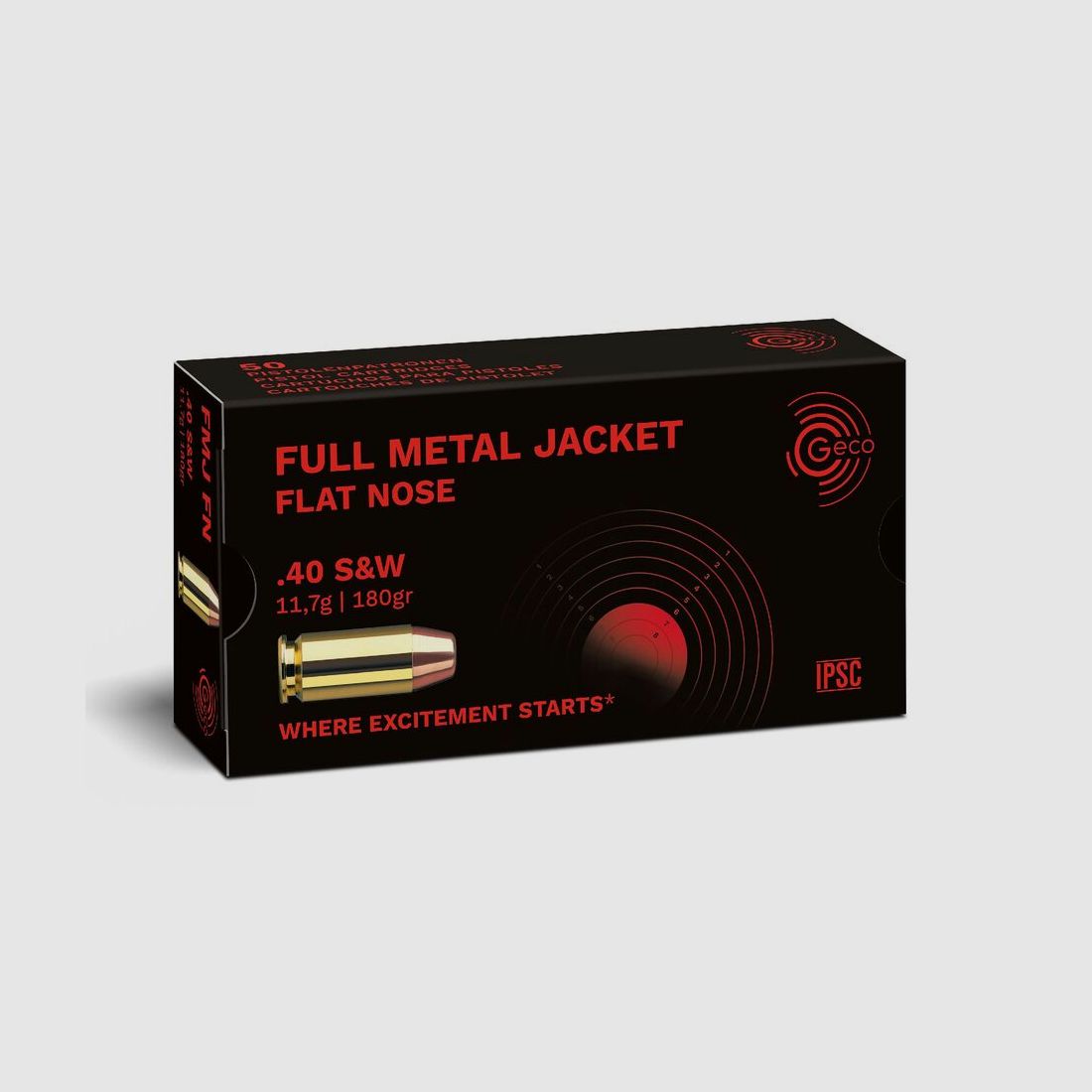 GECO .40 S&W Full Metal Jacket Flat Nose 11,7g/180gr, Bild 1 von 2