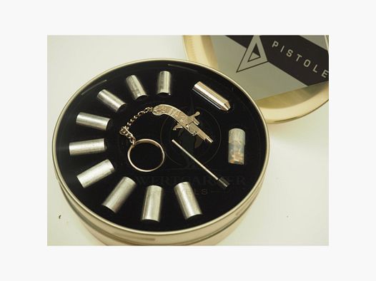 Charm pistola nichelata come set di segnale in latta
