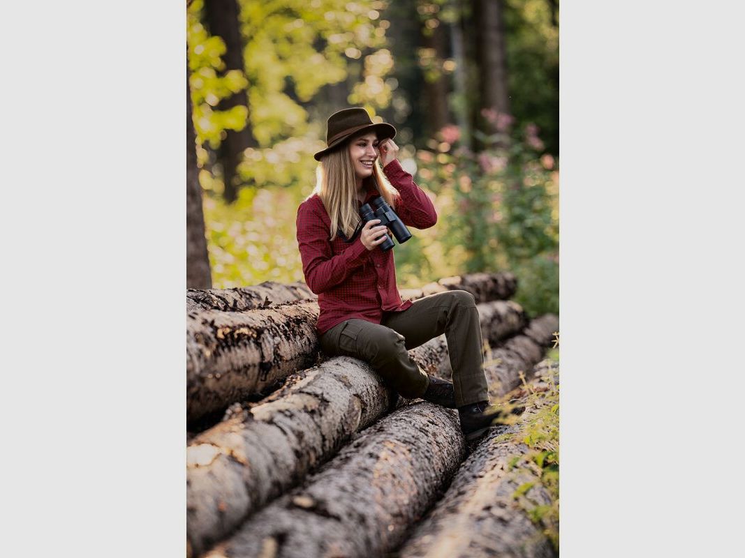 Blaser Damen Bluse Stretch Sergia Braun/Rot Kariert