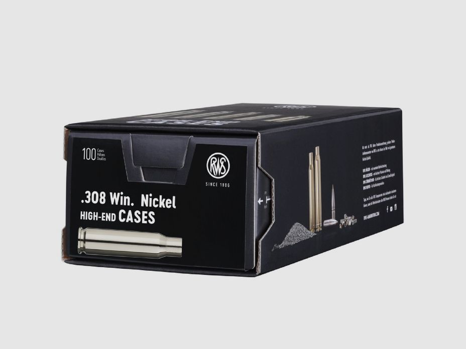 RWS Bossoli .308 Win. placcati in nichel 100 pezzi