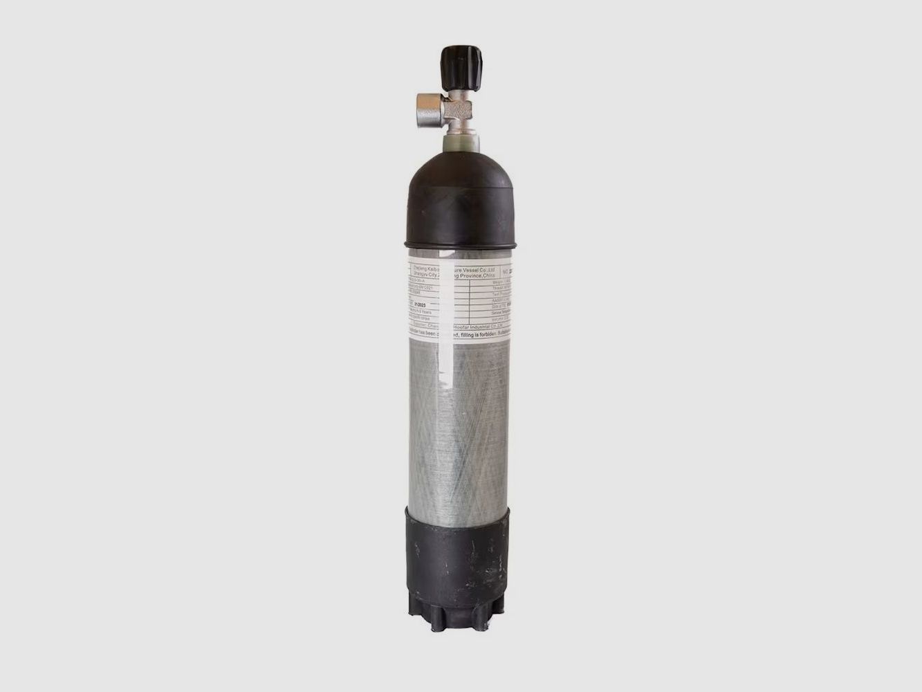 Botella de aire comprimido de carbono de 2 litros, 300 bar, con válvula estándar / conexión DIN, imagen 2 de 2