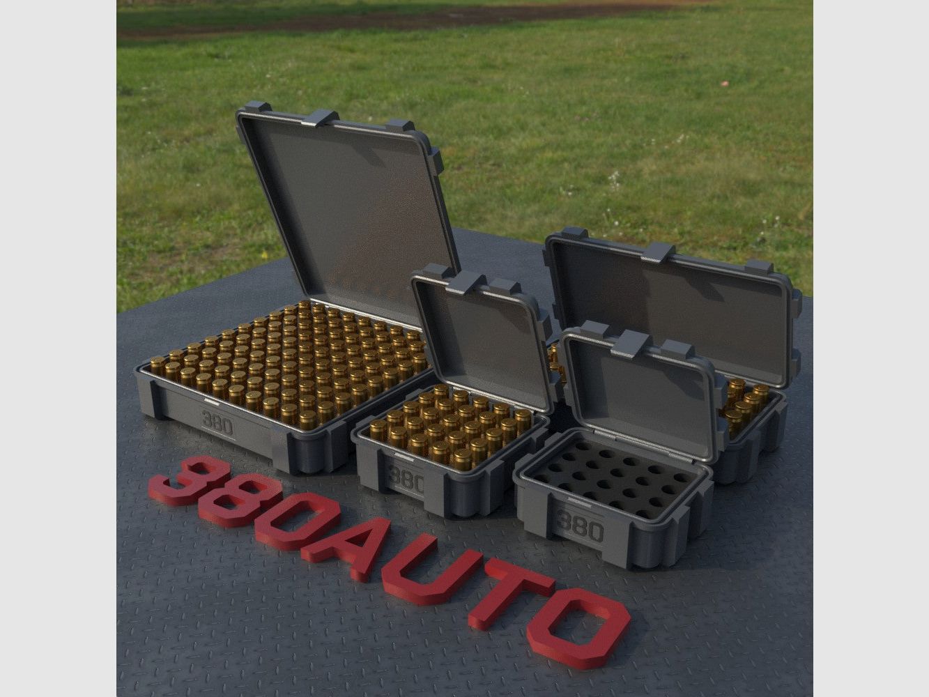 Filamelt scatola per munizioni / .380 ACP / 'coperchio a ribalta' / scatola per cartucce, scatola per munizioni