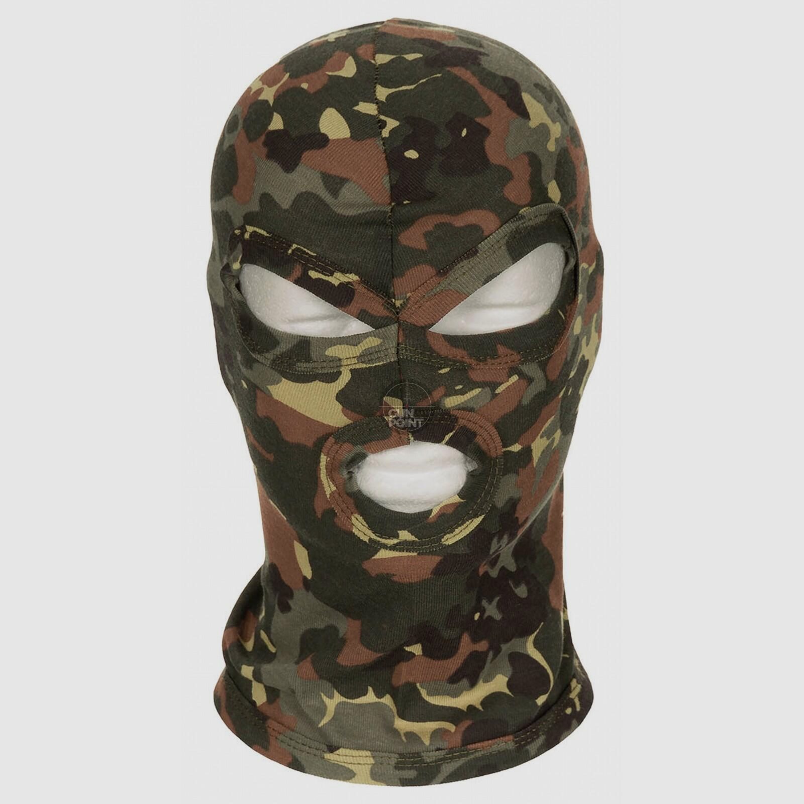 Balaclava, 3-Loch, dünn,flecktarn, 100 % Baumwolle