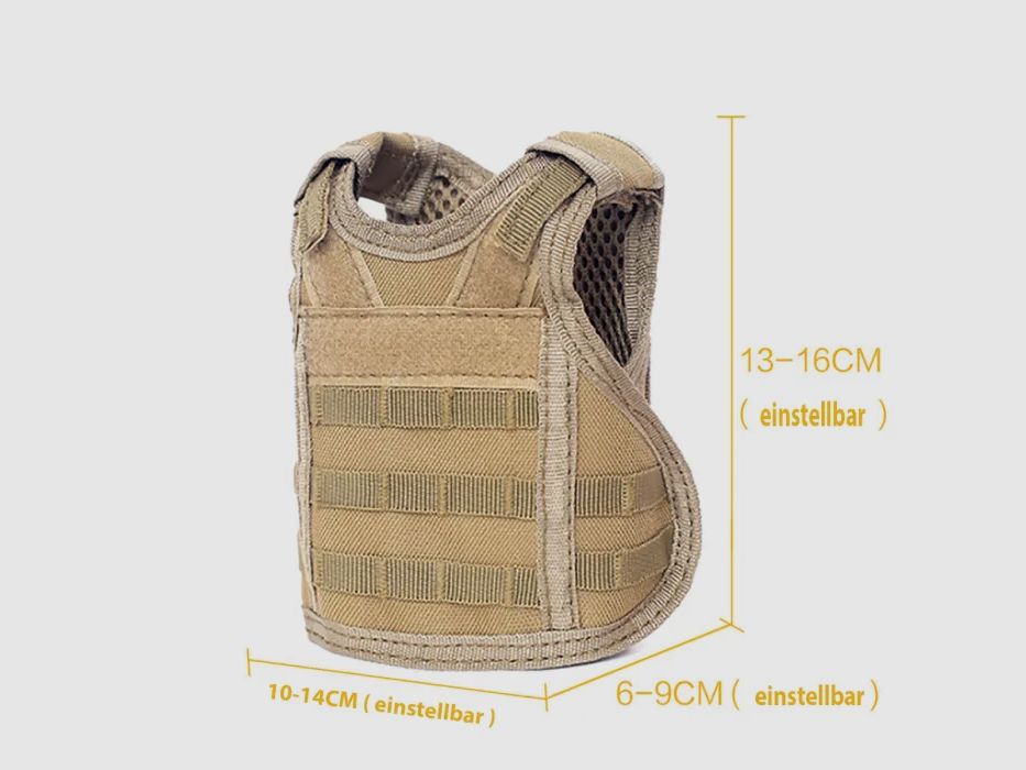 Mini protective vest for beer bottle / wine bottle / thermos bottle - sand