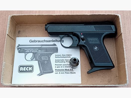 Alte Reck Protector Autom. Mod. “G5” im ersten PTB 12/ Kal. 8 mm Knall