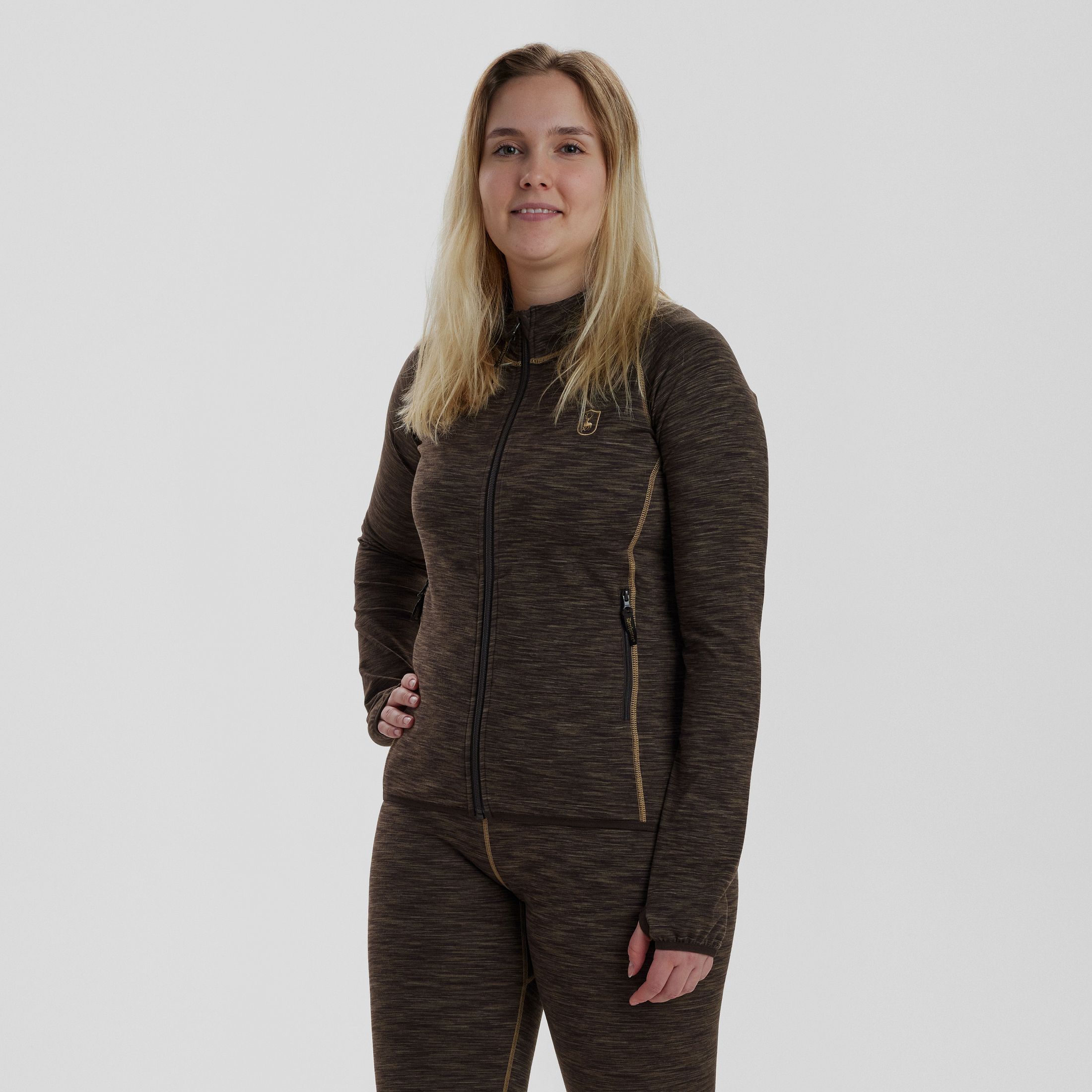 Dames Geïsoleerde Fleece - Bruin Melange - Damesmaat: 48