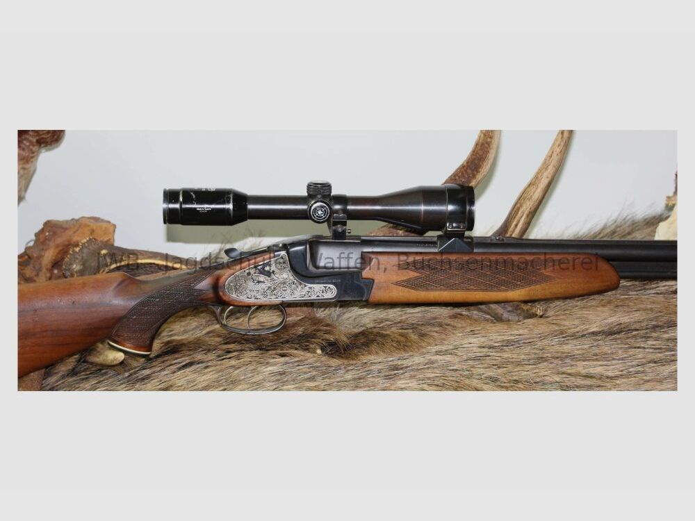 Brünner Super Bockbüchsflinte mit Wechsellauf und Schwenkmontage 12/70;7x57R