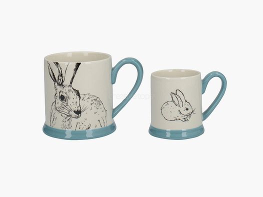 Lovergreen Kunst des Tisches Motiv Set mit Hase- und Häschen-Becher