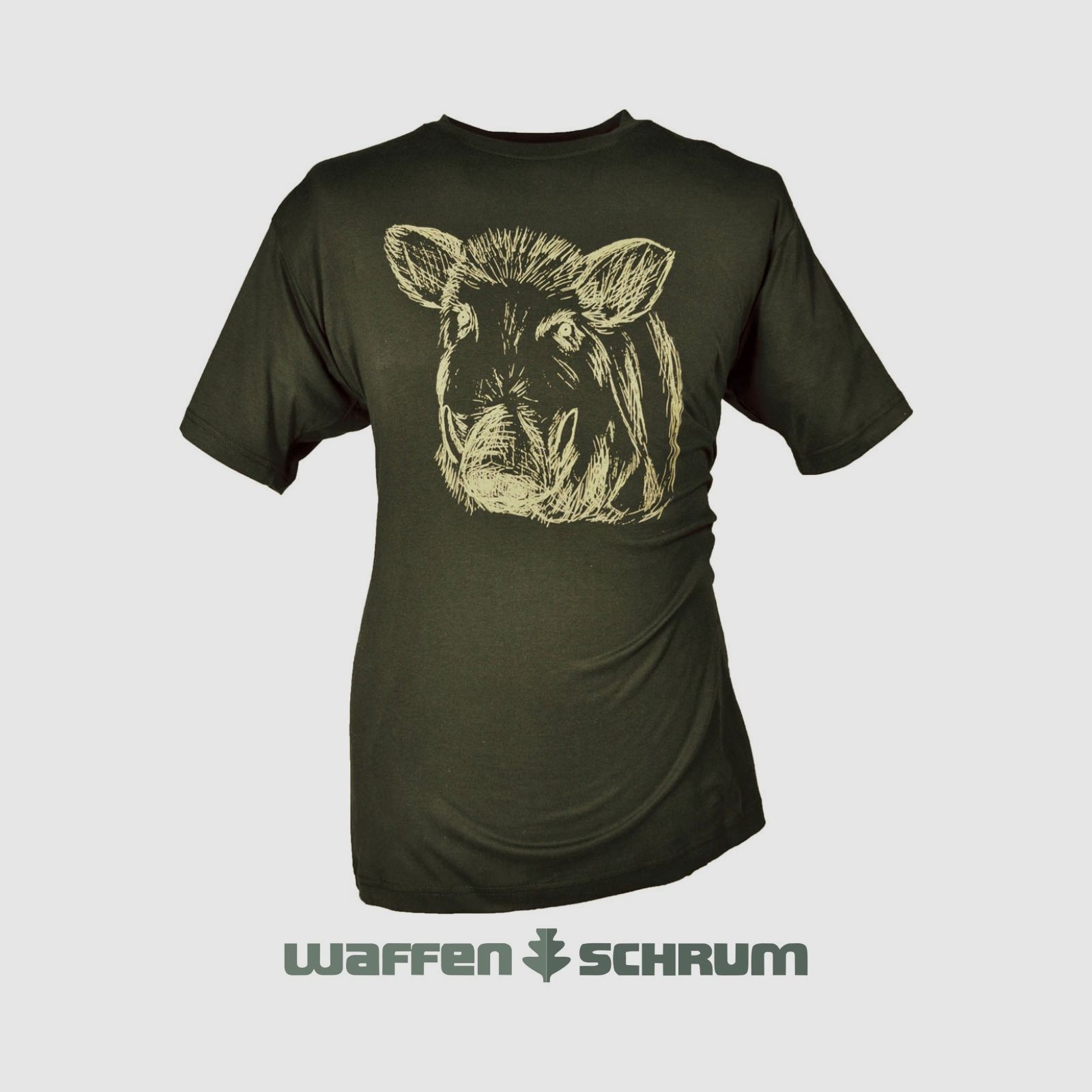 T-shirt Hubertus Tête de sanglier Olive