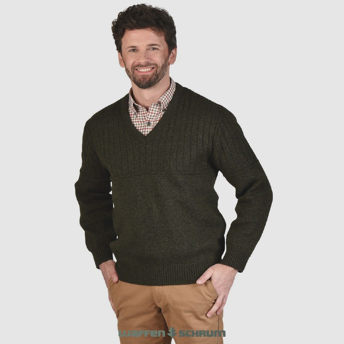 Shooter King Pullover Hunter V-Hals Grün Melange