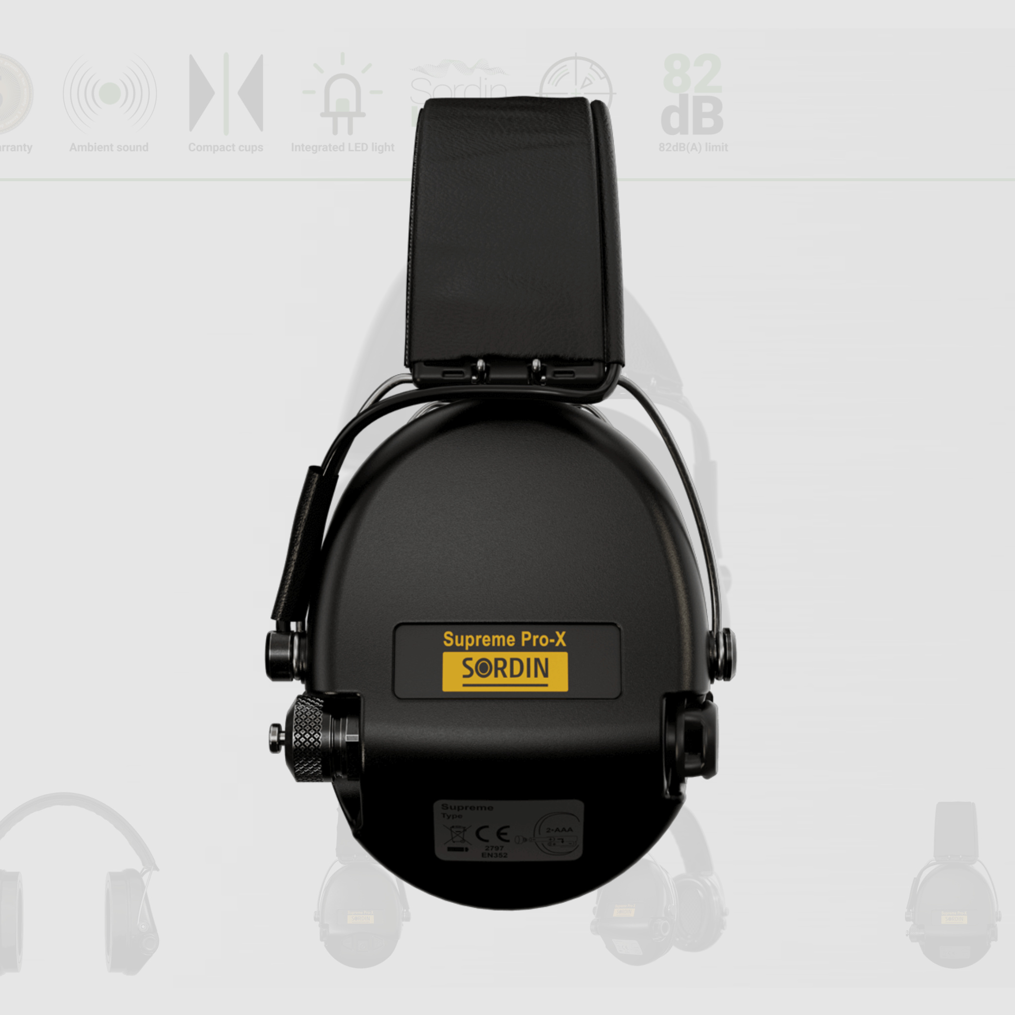 Sordin 75302-X-13-S Electronic Hearing Protection Supreme Black Pro X LED Headband