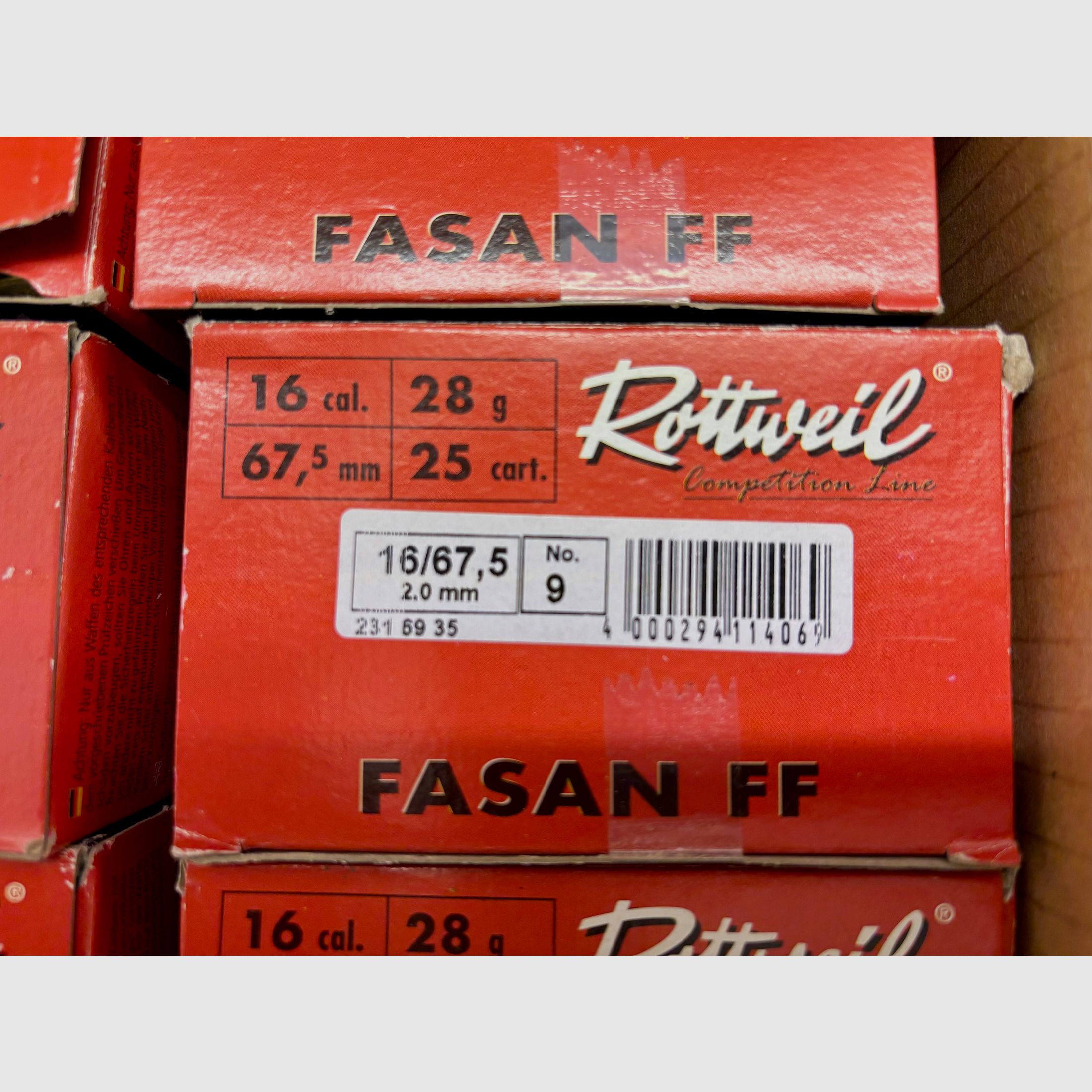 250 disparos Rottweil Fasan FF 16/67,5 2,0 mm 28 gramos Skeet