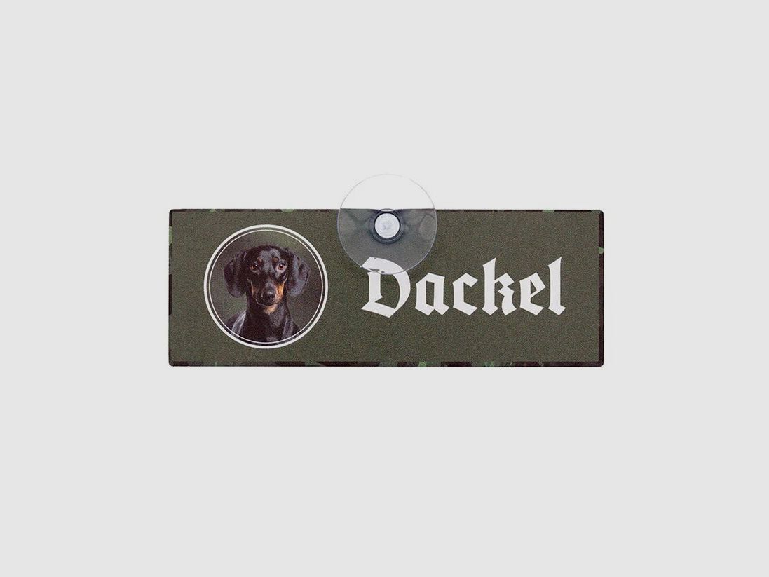 Wilde Hilde Autoschild mit Saugnapf - Hundeführer mit verschiedenen Motiven
