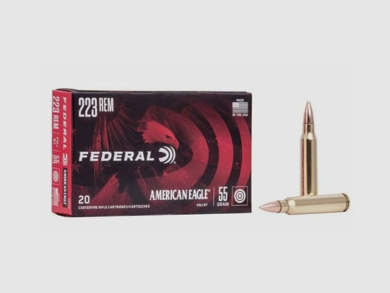 FEDERAL AMMUNITION .223 REM 55GR FMJ BT : VPE: 20 - 500 rounds *EWB required ADR SHIPPING: +50€ - Pickup by appointment possible