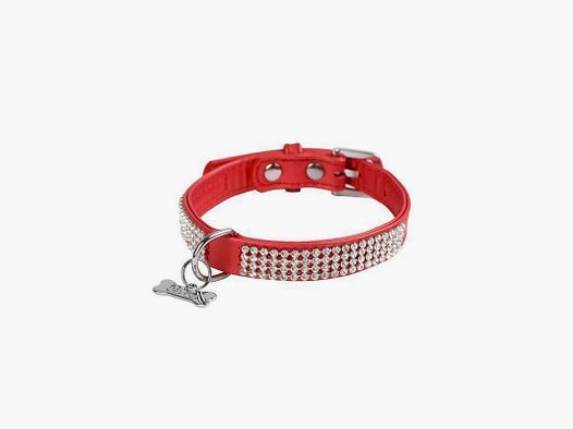 Wouapy Hundehalsband Strass PetMini 10 mm x 20 cm Rot