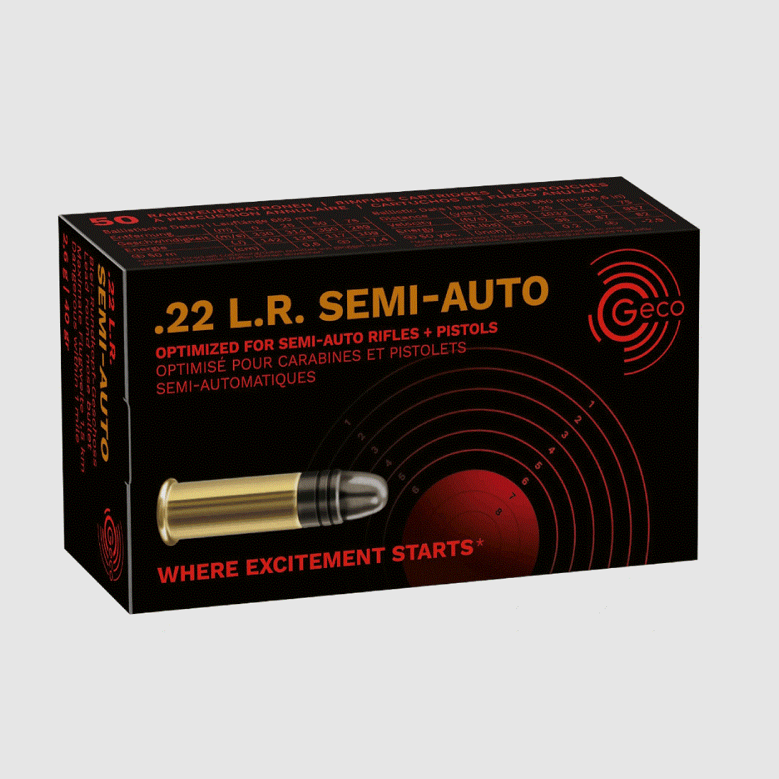 GECO .22lr Semi Auto 40grs Blei Rundkopf 50 Schuss
