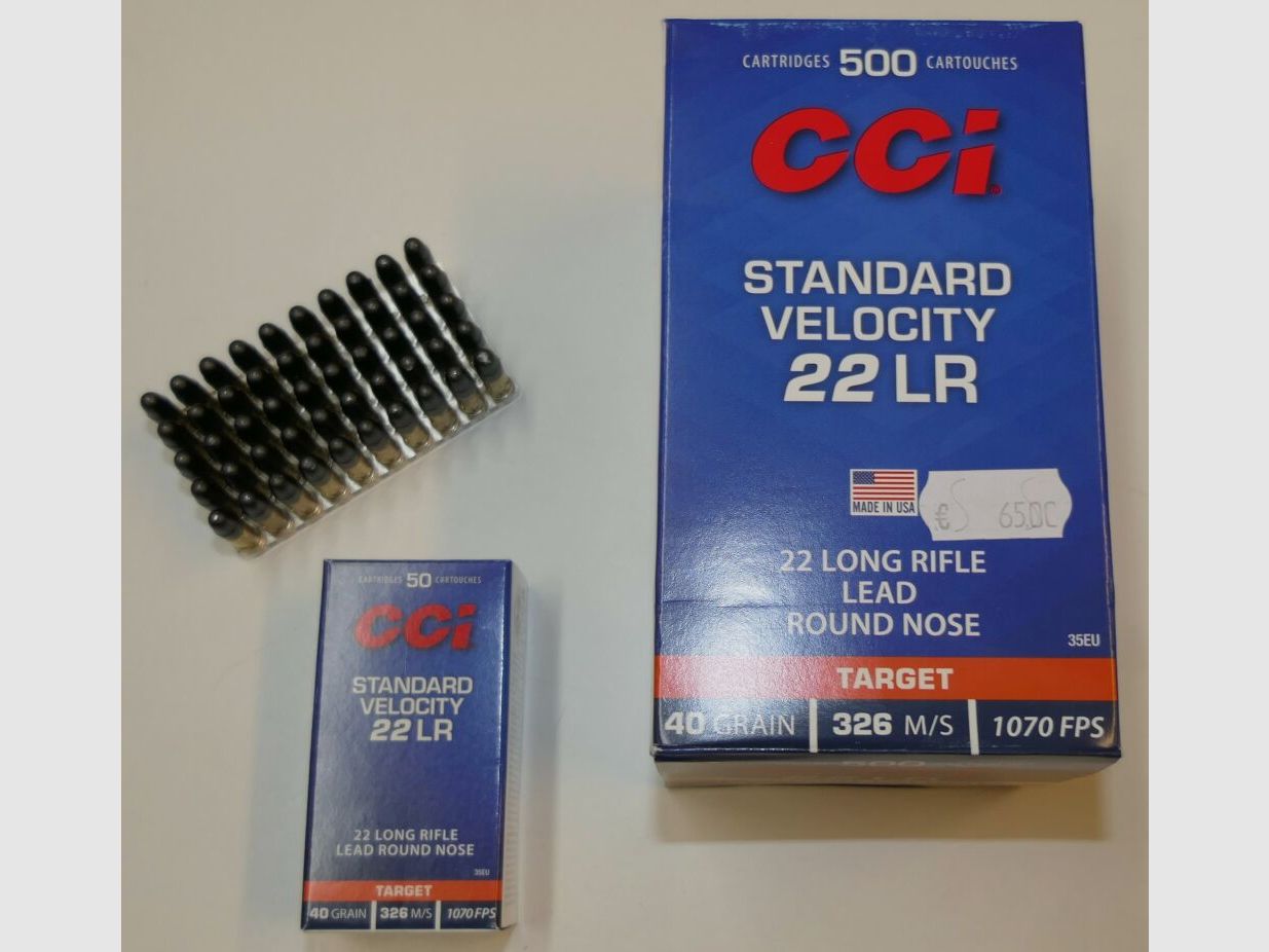CCI 22L.r. Standard Velocity 40 grains 500x cartridges in a box