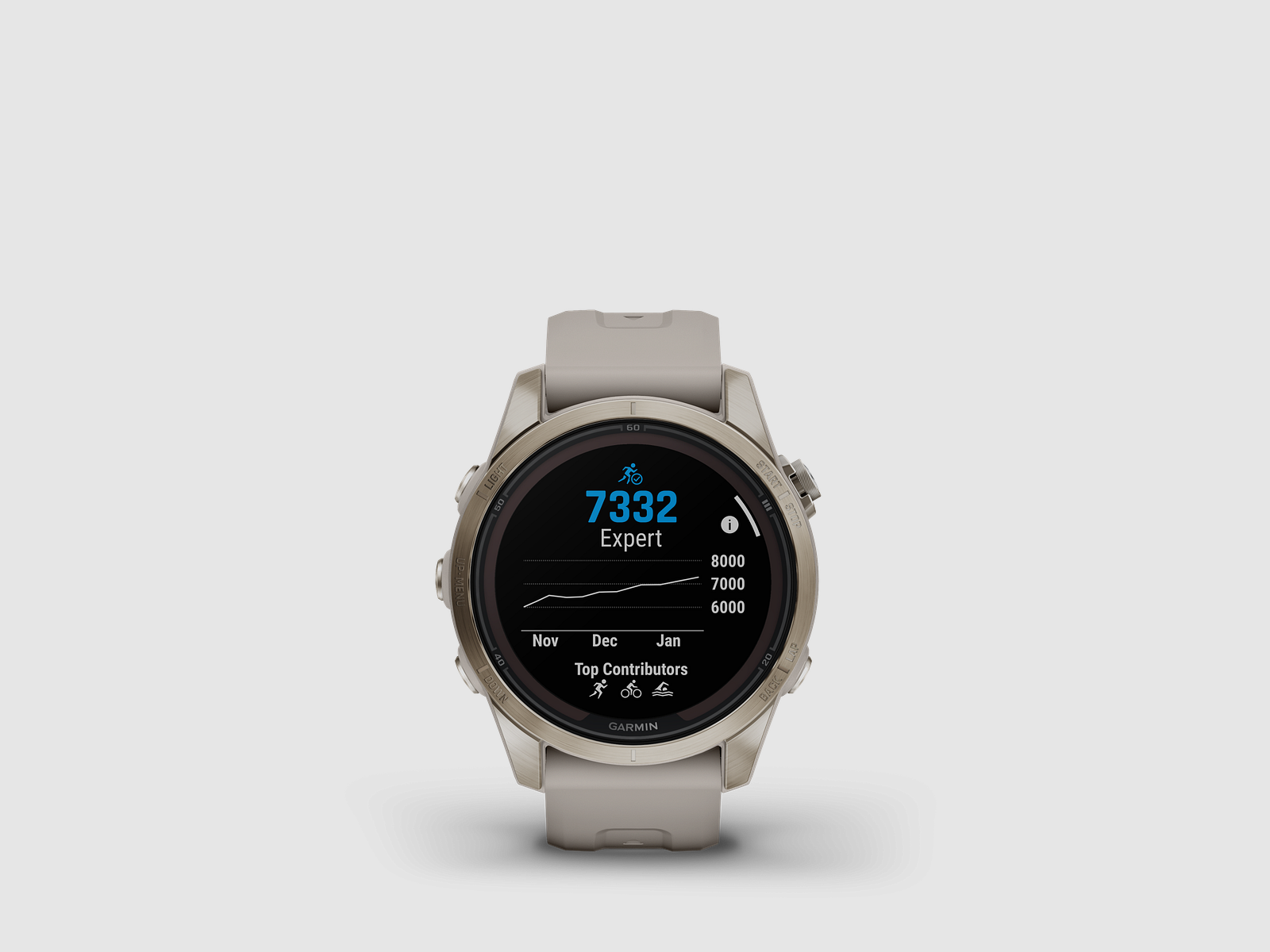 Garmin fēnix® 7S Pro – Sapphire Solar Edition, Beige/Softgold met QuickFit® Silicium Band 20 mm, afbeelding 11 van 12