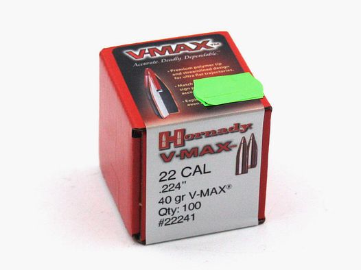 Projectiles de fusil, Hornady .224 V-MAX, 40gr, 100 pcs, .222 Rem.