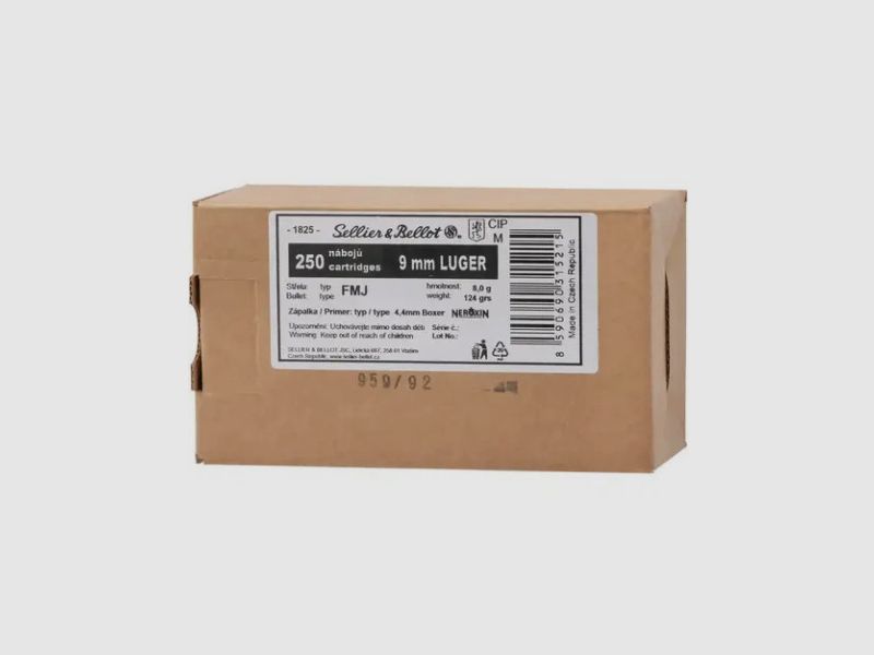 Sellier & Bellot Geschosse 9X19 FMJ 124GR X600