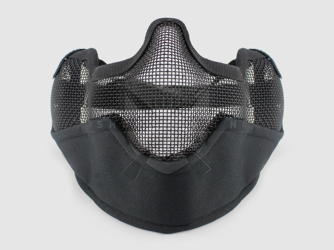 Basic Gittermaske mit Ohrenschutz (Schwarz)