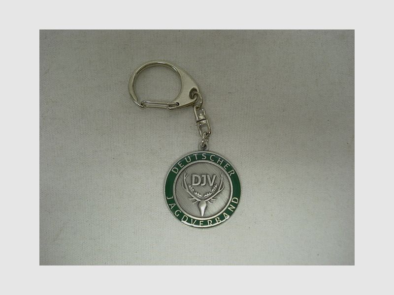 DJV keychain - 30mm, antique silver color, embossed