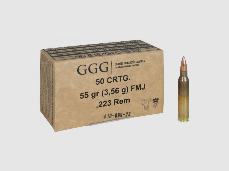 GGG .223REM - FMJ 55GRS. - 50 PATRONEN