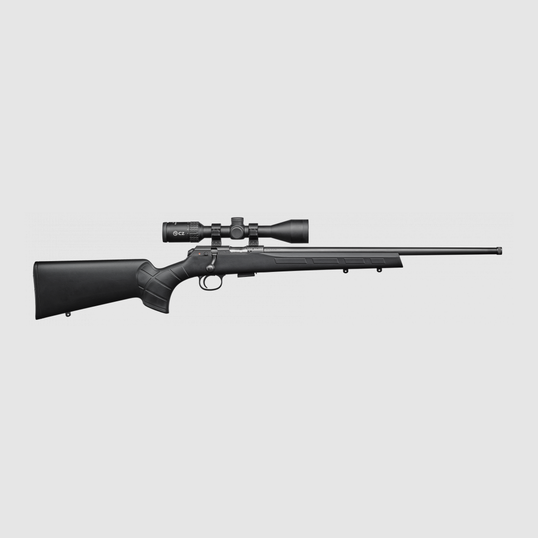 KK-Gewehr CZ 457 Synthetic mit Zielfernrohr 3-9x42 .22 LR, LL 525mm, Gewinde 1/2x20