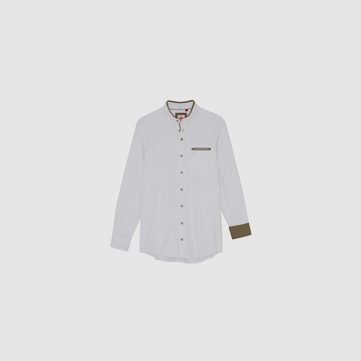 SPIETH & WENSKY Engadin-Hemd LA Slim Fit Weiß Oliv