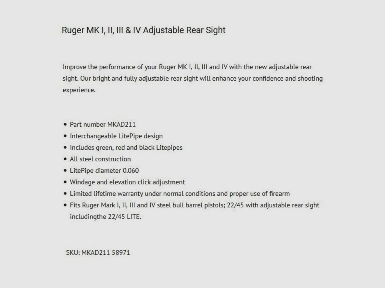 Hiviz HIVIZ Visier Fiber Ruger MK I-IV+22/45 .22lr