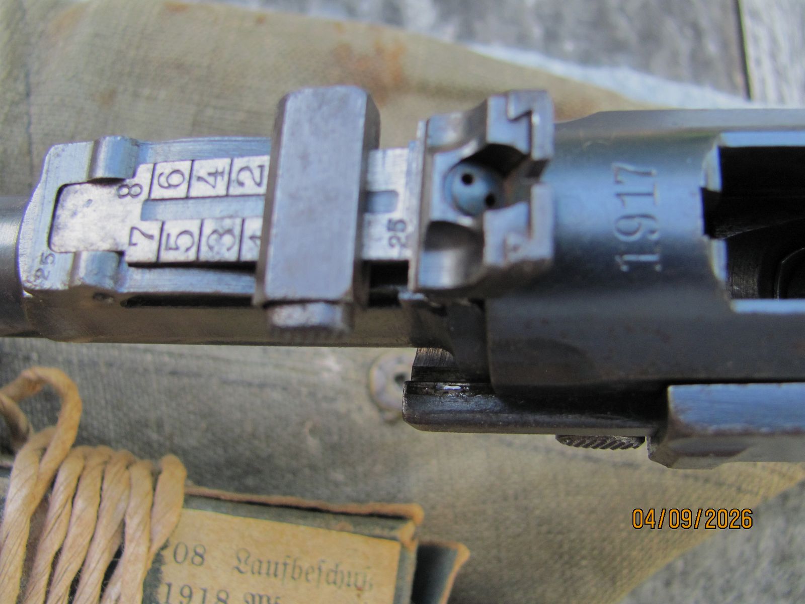 P 08 lang DWM 1917 rote 9 mit Originalzubehör und Stofftasche für Flieger, Zeppelin, Ballon, Panzer A7V