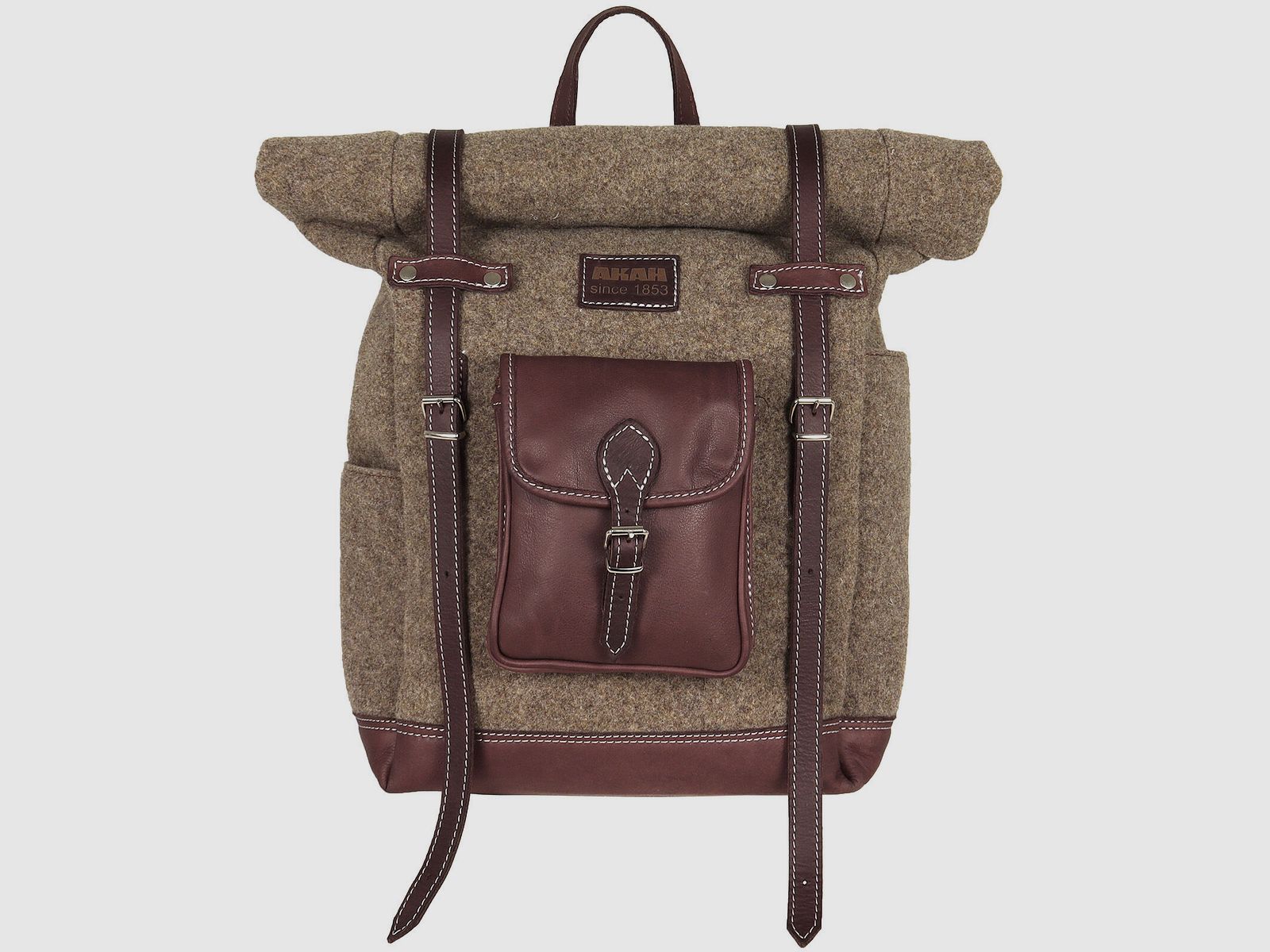 AKAH AKAH Rolltop-Rucksack aus Wollfilz und Olivenleder